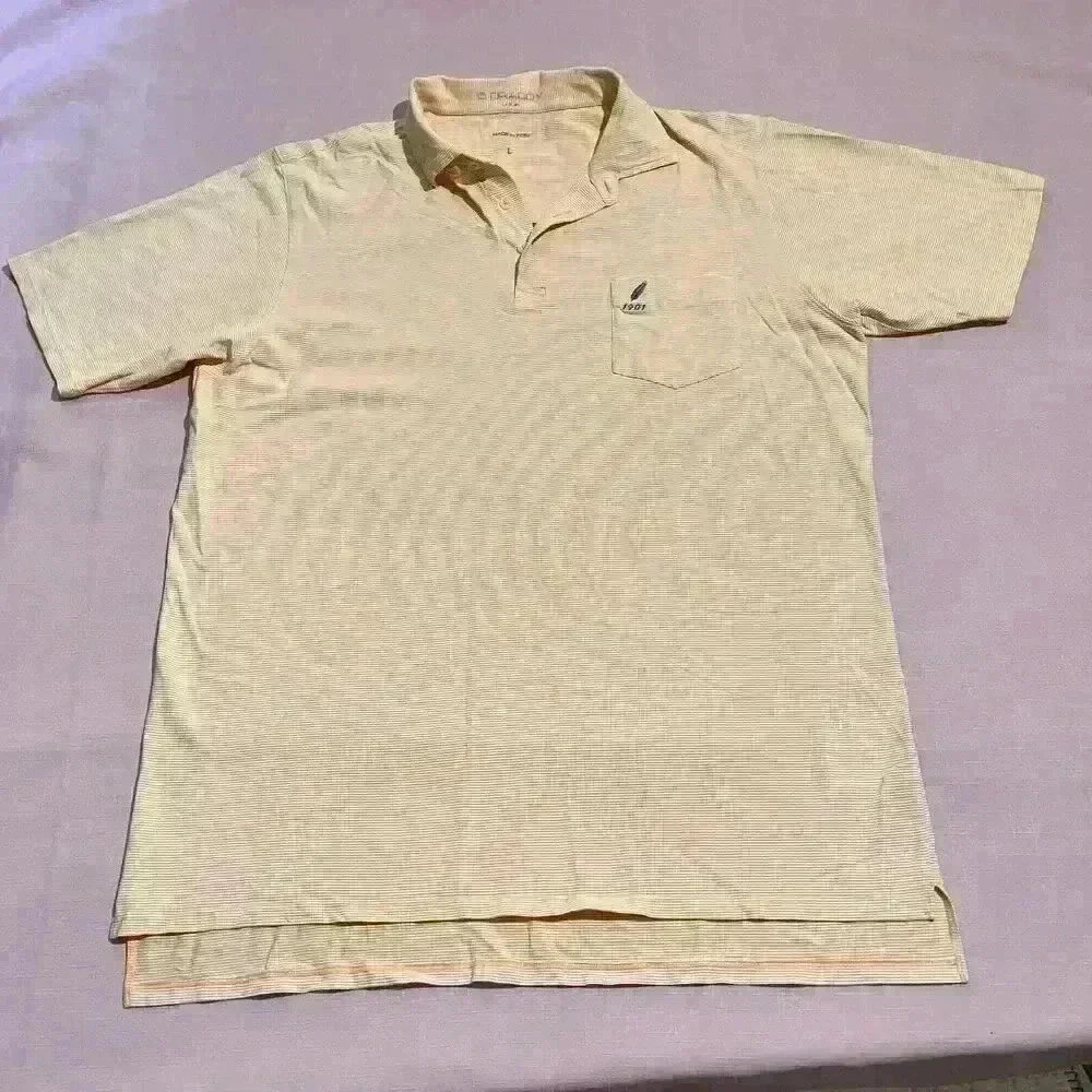 B Draddy Sport Polo Shirt Mens Striped Siwanoy Country Club Golf Size Large